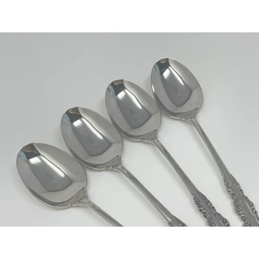 Oneida Shelley Cube USA Stainless Place Dinner Soup Spoons 6 5/8” Set Of 4